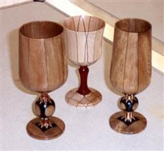 Three wine goblets by Frank Hayward